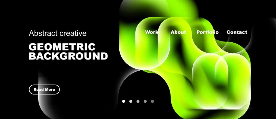 Dynamic design features vibrant green shapes, text overlays, navigation opt.. Stock Illustration