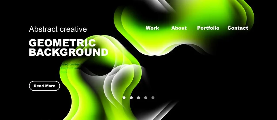 Dynamic design features vibrant green, white shapes. Text elements include .. Stock Illustration