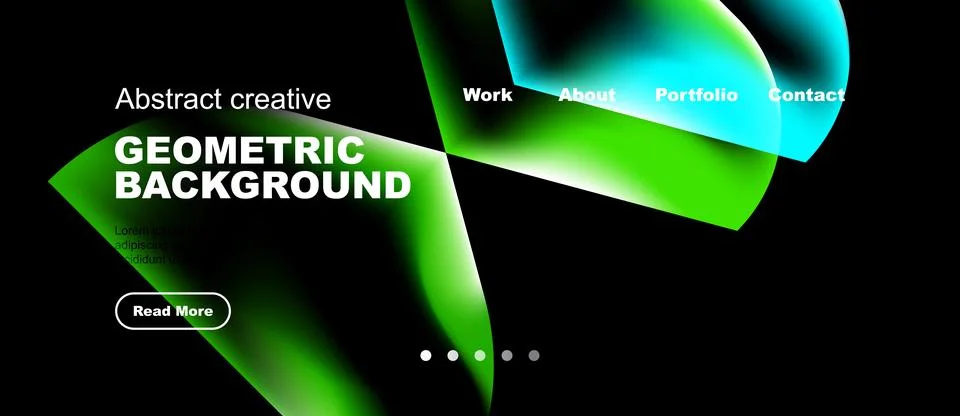 Dynamic design features vibrant green, blue hues. Geometric shapes create m.. Stock Illustration