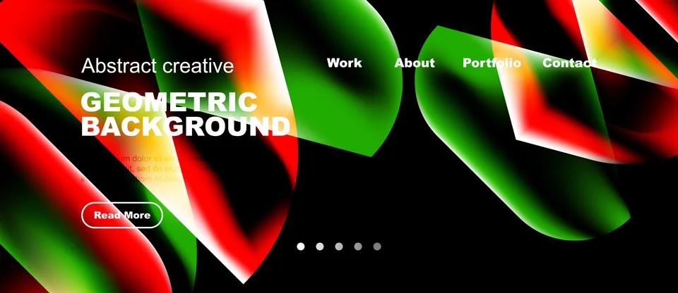 Dynamic design features vibrant layers, bold text, navigation menu. Modern Stock Illustration