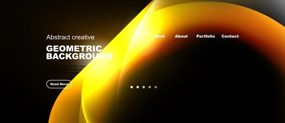 Dynamic design features vibrant orange curves, dark background. Text highligh イラスト素材