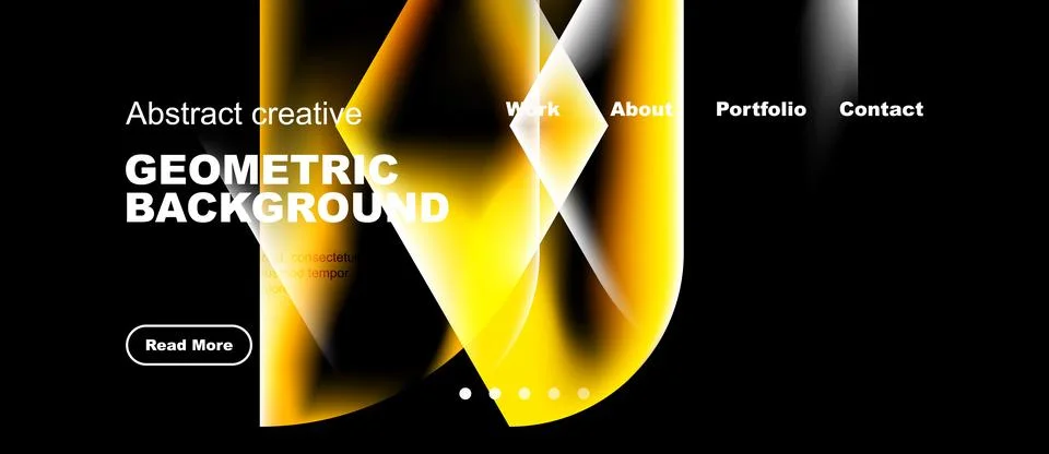 Dynamic design features vibrant yellow curves over black backdrop. Text Ilustração Stock