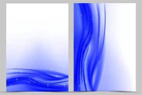 Dynamic design flyer template with blue elegant waves in soft smooth style Stock Illustration