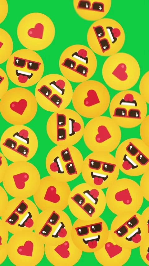A dynamic design of yellow emojis on a bright green background. Stock Footage 306846812