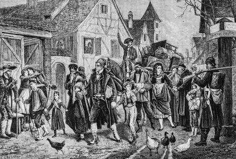 Dynamic device for cooling water, the pitoresque magazine by edouard charton, Illustrazione stock