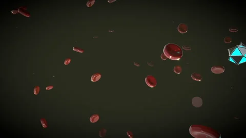 Dynamic diagonal pass-through of rushing red blood cells around a, 4K Video stock 338402031