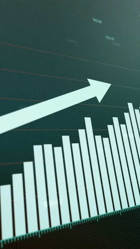 Dynamic digital animation of financial growth trends, upward motion diagram Stock Footage 292904081