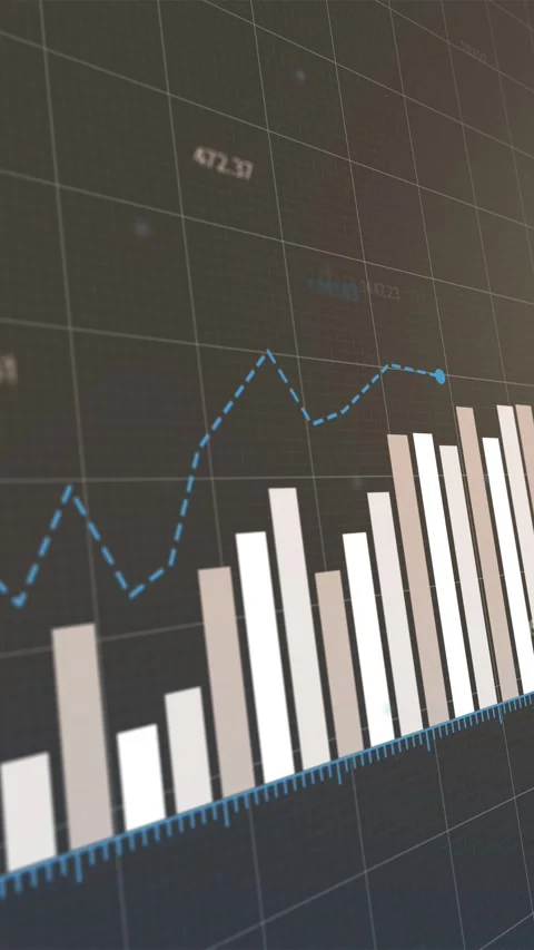 Dynamic digital animation of financial trends, rising profits, declining loss Stock Footage 292696172