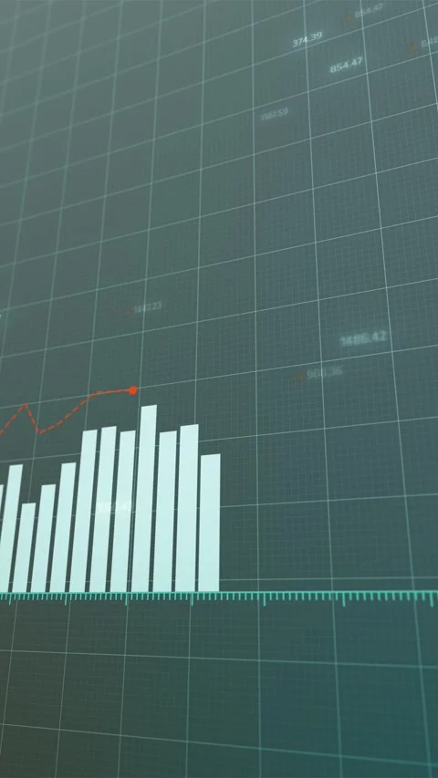 Dynamic digital animation of financial trends, upward motion graph Stock Footage 292904082