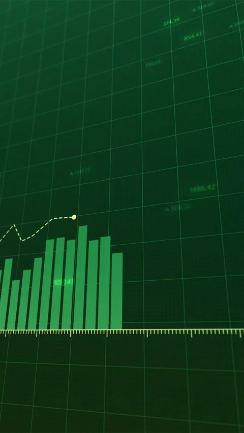 Dynamic digital animation showcasing financial uptrends, animated green Stock Footage 286238612