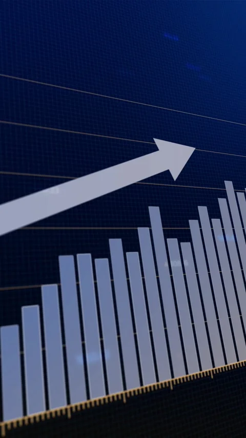 Dynamic digital animation showcasing financial trends, increasing profits Stock Footage 287216592