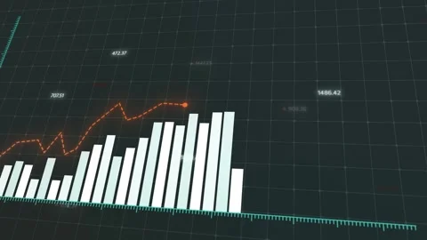 Dynamic digital animation showcasing financial trends, increasing profits Stock Footage 292903970