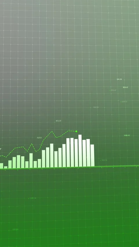 Dynamic digital animation showcasing upward financial trends, animated green  Stock Footage 286238637