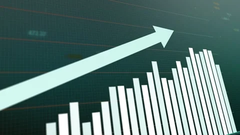 Dynamic digital animation showcasing upward trend with ascending bars Video stock 292903947