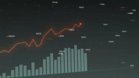 Dynamic digital animation showcasing upward financial trends increasing Stock Footage 292903986