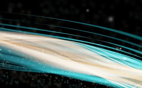 A dynamic digital artwork featuring a vibrant, flowing composition of lumin.. Stock Illustration