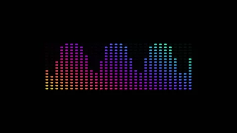 Dynamic Digital Audio Equalizer Display with Vibrant Rainbow Spectrum Dots .. Stock-Footage 339126371