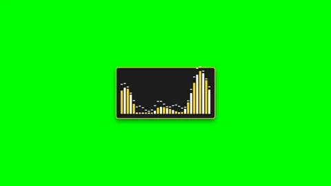 Dynamic digital audio equalizer display isolated on a vibrant green backgroun Stock Footage 341839507