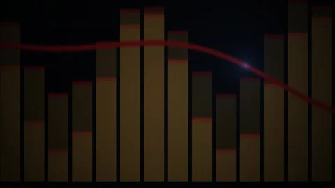 Dynamic Digital Audio Spectrum Visualizer with Pulsing Bars and Smooth Wave.. Stock Footage 340525512