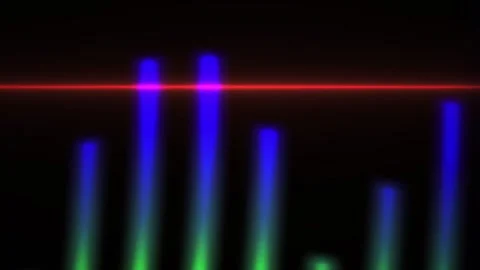 Dynamic Digital Audio Spectrum Visualizer with Pulsing Neon Bars. Stock Footage 340525553