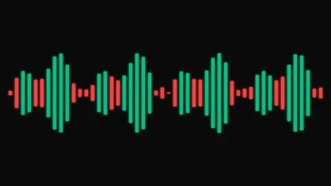 Dynamic digital audio waveform visualization in vibrant teal and red colors Stock Footage 335145784