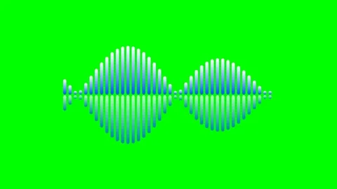 Dynamic digital audio waveform visualization against a solid green background Stock Footage 340263261