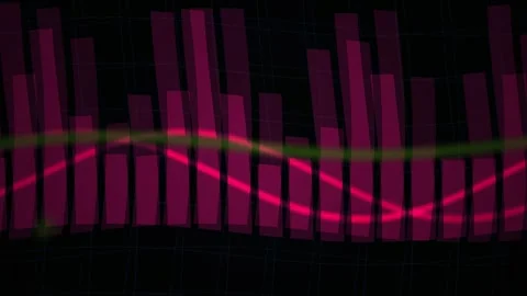 Dynamic Digital Audio Waveform Visualization with Pulsing Neon Pink Bars an.. Stock Footage 340525566