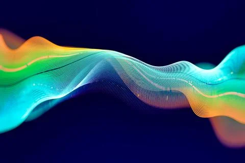 Dynamic digital data stream and audio soundwave concept. Futuristic abstract  Stock Illustration