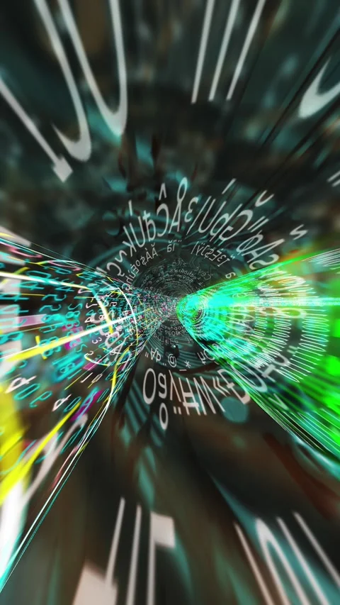 Dynamic Digital Data Stream Tunnel Stock Footage 283301716