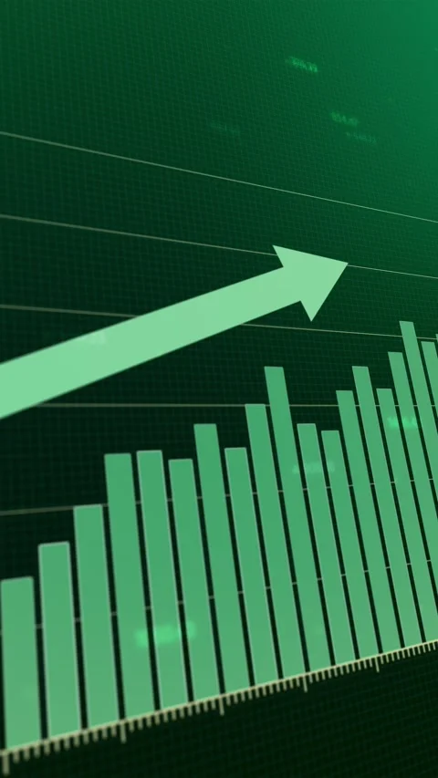 Dynamic digital financial animations, vibrant upward trends in charts, green  Stock Footage 286239396