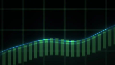 Dynamic Digital Financial Bar Chart Animation with Glowing Data Trends. Stock Footage 341805846