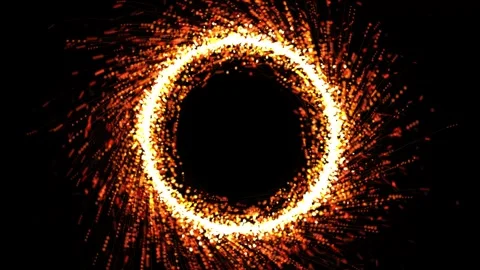 Dynamic Digital Fire Ring with Sparkling Particles and Bright Glow 스톡 동영상 345448742