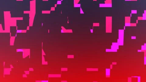 Dynamic digital glitch effect with vibrant pink and red gradient background, Stock Illustration
