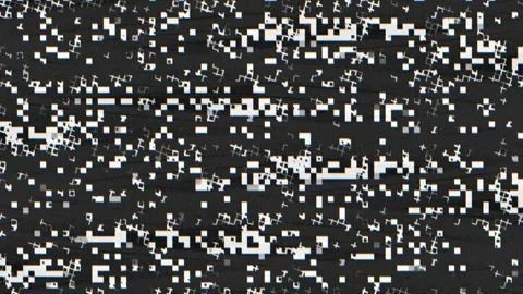 Dynamic Digital Glitch Noise Texture on Black Screen Vídeo Stock 336776233