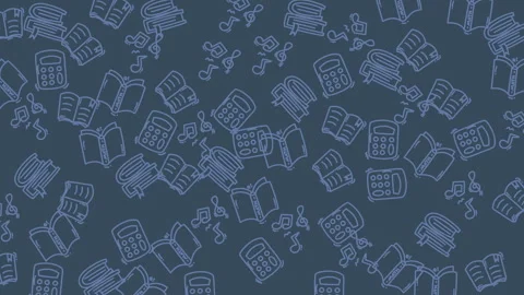 Dynamic digital illustration featuring a seamless pattern of educational ic.. Stock Footage 320334708