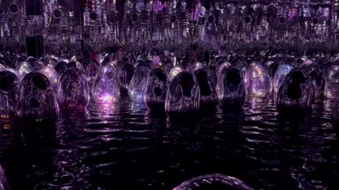 A dynamic digital installation by teamLab, visualizing an infinite Stock Footage 311380611