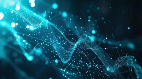 Dynamic Digital Network and Data Flow: Abstract 3D Visualization Stock Illustration