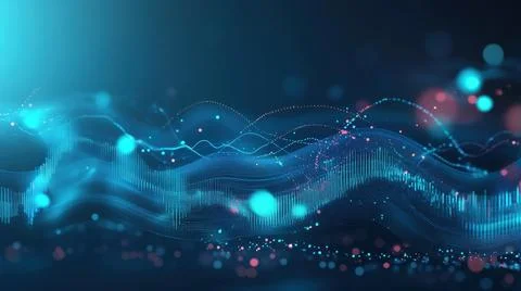 Dynamic Digital Network and Data Flow: Abstract 3D Visualization Illustrazione stock