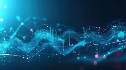 Dynamic Digital Network and Data Flow: Abstract 3D Visualization Stock Illustration