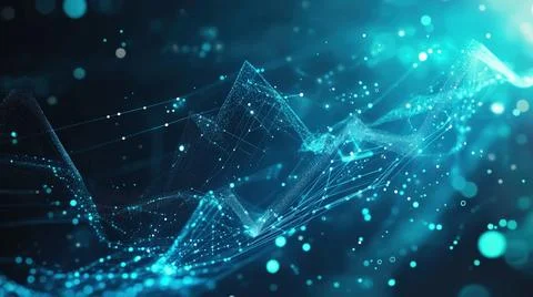 Dynamic Digital Network and Data Flow: Abstract 3D Visualization Illustrazione stock