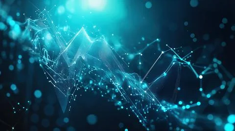 Dynamic Digital Network and Data Flow: Abstract 3D Visualization Stock Illustration