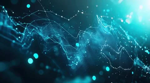 Dynamic Digital Network and Data Flow: Abstract 3D Visualization イラスト素材