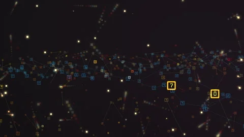 Dynamic Digital Network Of Connected Nodes And Light Trails, Abstract Tech Stock-Footage 317635554