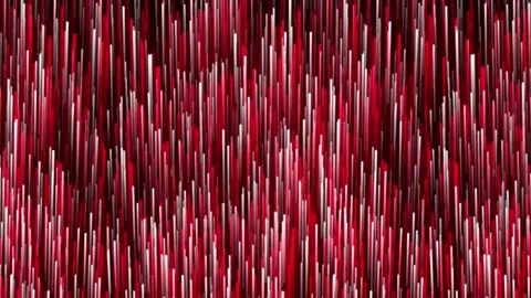 Dynamic digital red and white vertical lines rising upwards on black background Stock Footage 333241645
