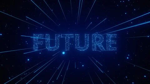 Dynamic Digital Representation of Future in a Starry Background Stock Illustration