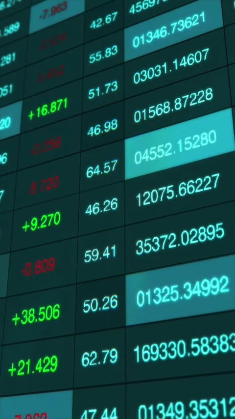 Dynamic Digital Stock Market Display Showcasing Financial Data with Varying Видео 341527029