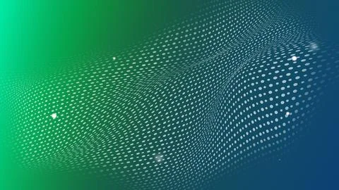 Dynamic digital wave pattern with dotted textures in green and blue gradient Stockillustratie