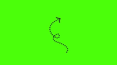 Dynamic Directional green screen arrow dotted animation Video stock 313296429