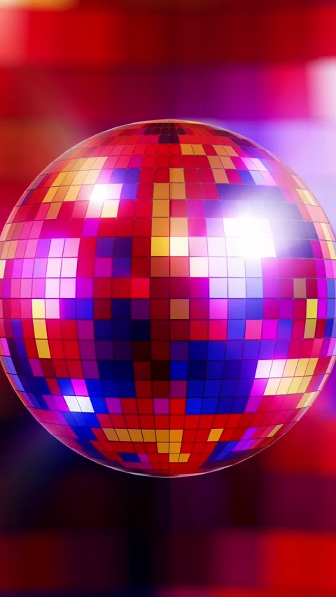 Dynamic Disco Ball Animation with Colorful Background. Vertical looped animation Stock Footage 308010469