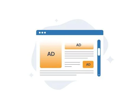 Dynamic display ads with scroll triggered advertising. Digital ad platform Stock Illustration